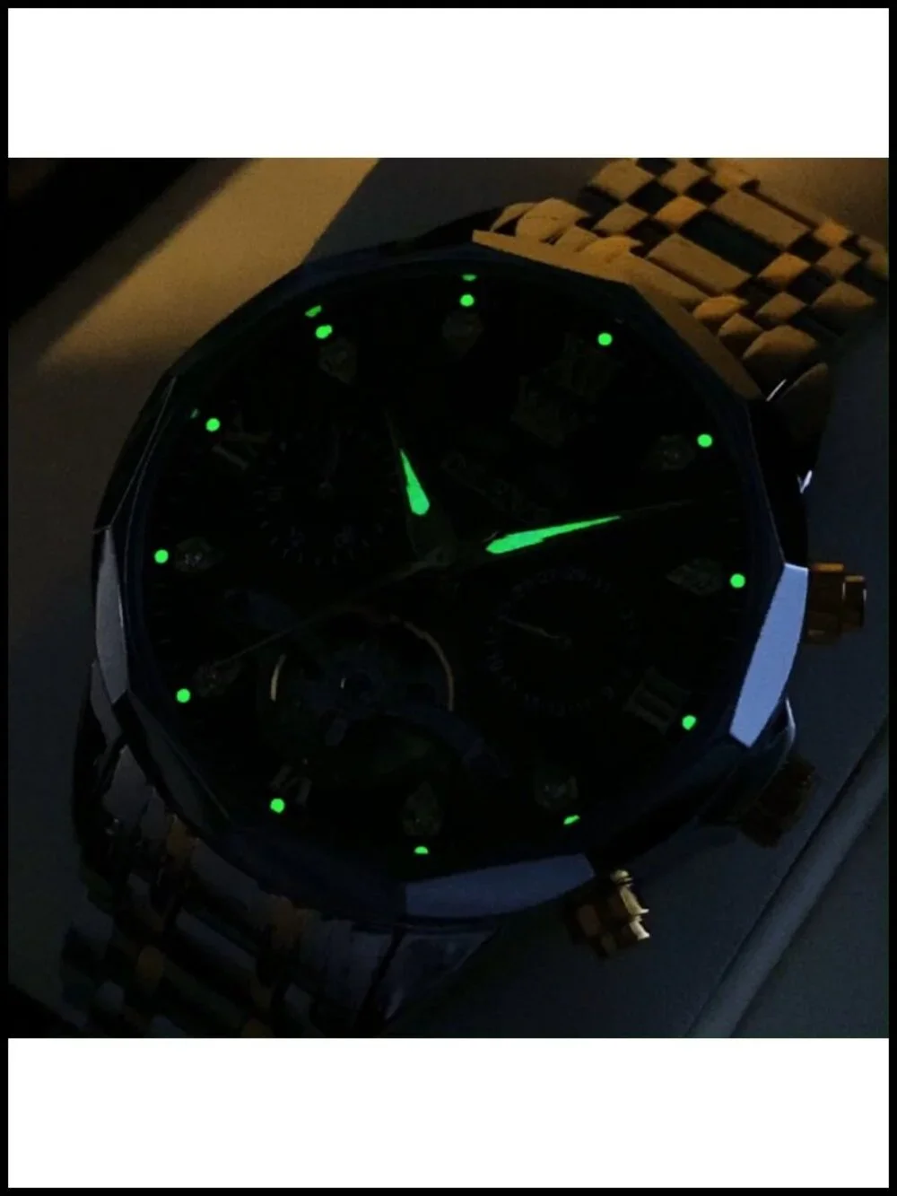 Men's Automatic Skeleton Watch Stainless Steel Sapphire Crystal